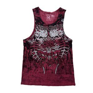*** Xtreme Couture Skull Print Tank Top Red ( S )